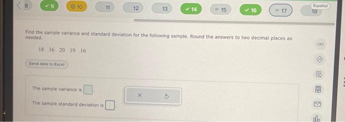 Solved Find the sample variance and standard deviation for | Chegg.com