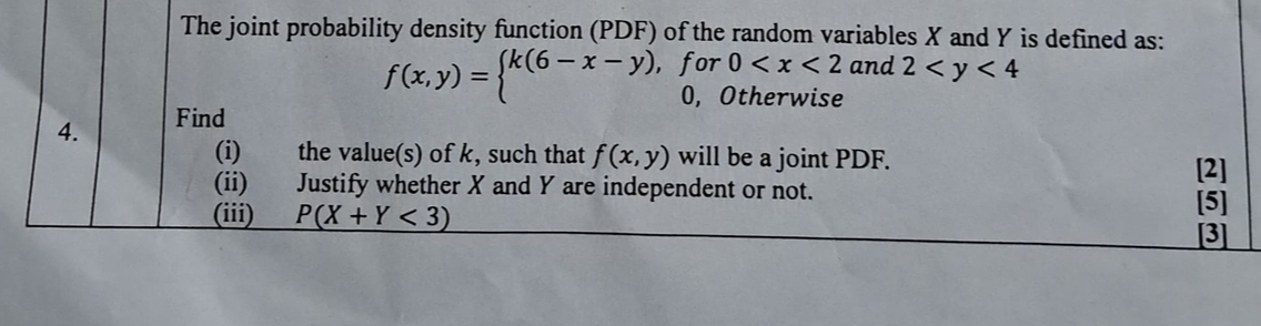 Solved The joint probability density function (PDF) ﻿of the | Chegg.com