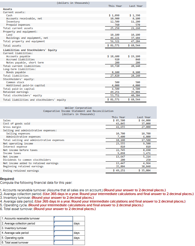 Solved compute the following financial data for this year | Chegg.com