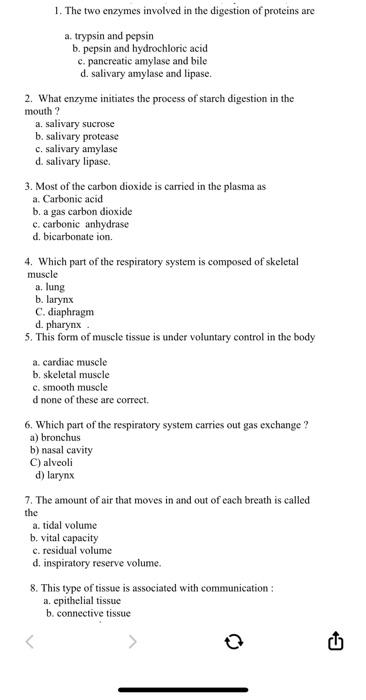 Solved 1. The two enzymes involved in the digestion of | Chegg.com
