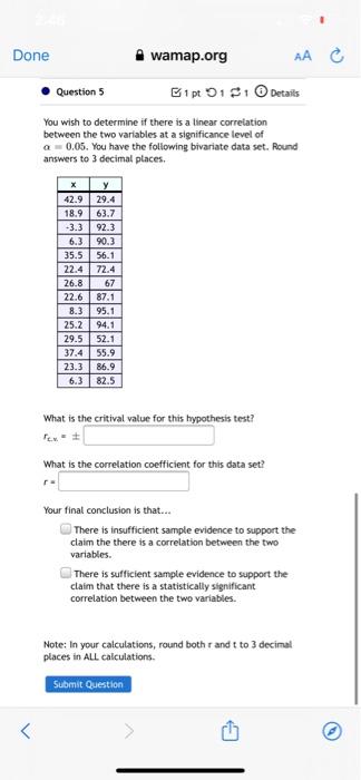Solved Done wamap.org AA с Question 5 Et pt 91 81 Details | Chegg.com