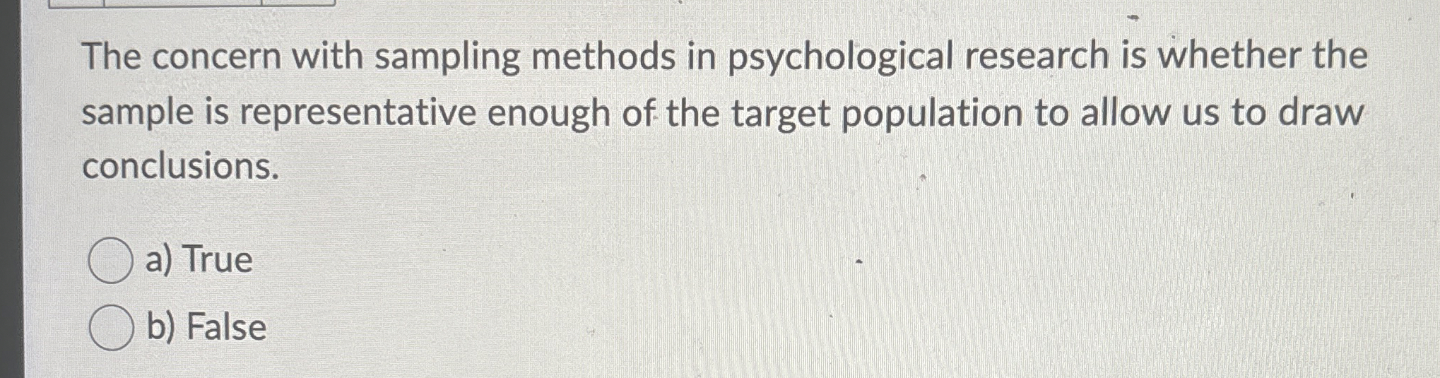 Solved The concern with sampling methods in psychological | Chegg.com