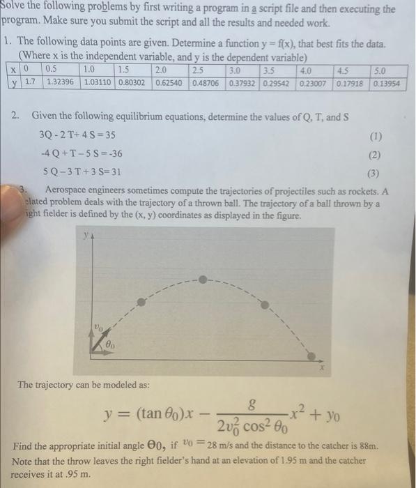 Solved Solve the following problems by first writing a | Chegg.com