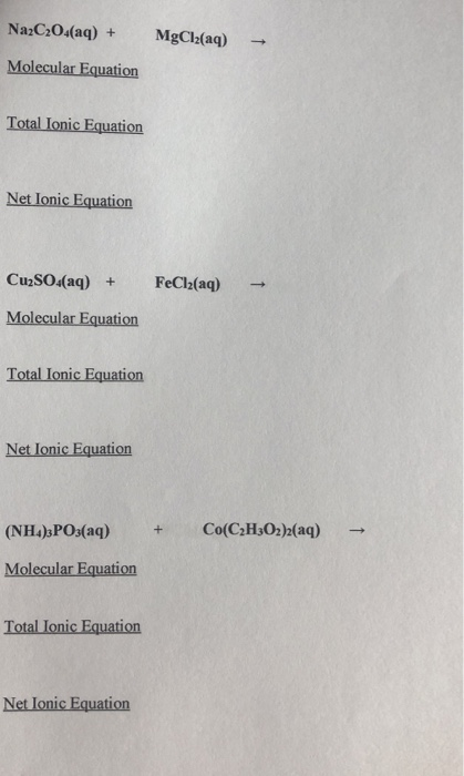 Solved Chem 1010 Metathesis Equation Worksheet Example: | Chegg.com