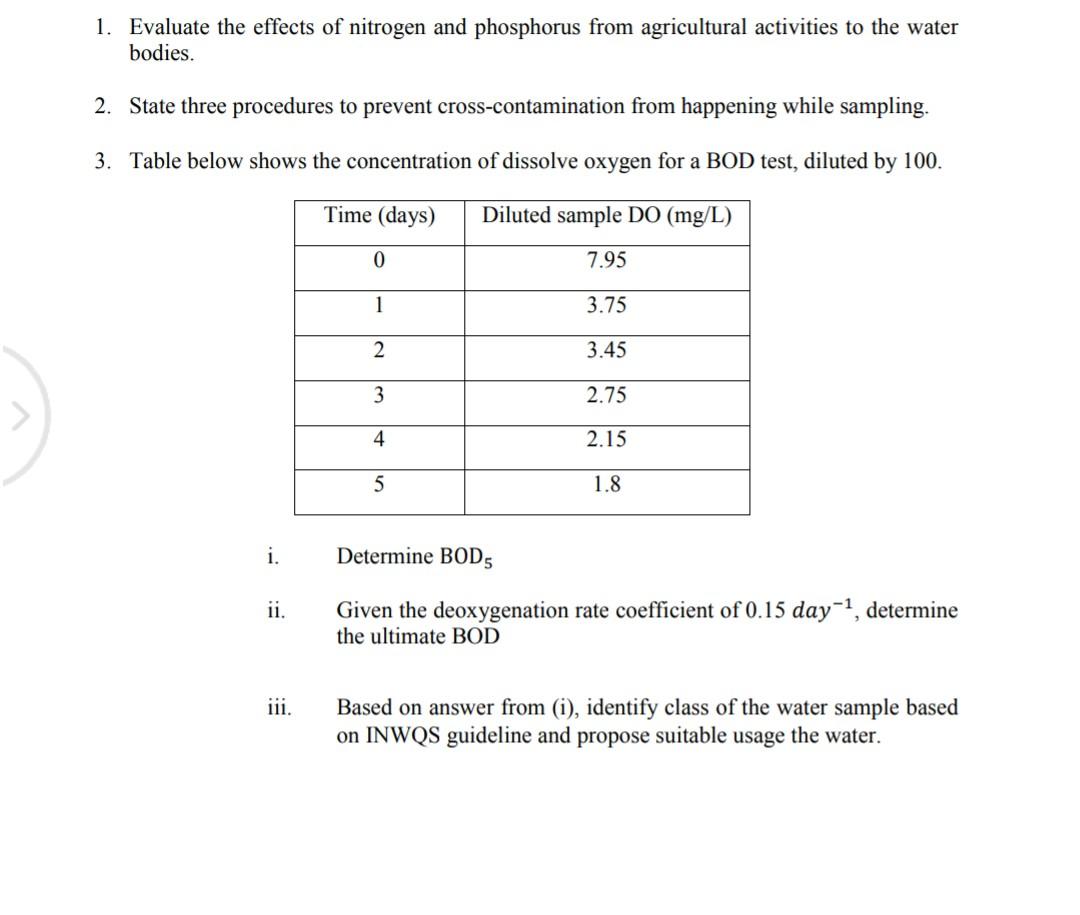 Solved 1. Evaluate The Effects Of Nitrogen And Phosphorus | Chegg.com