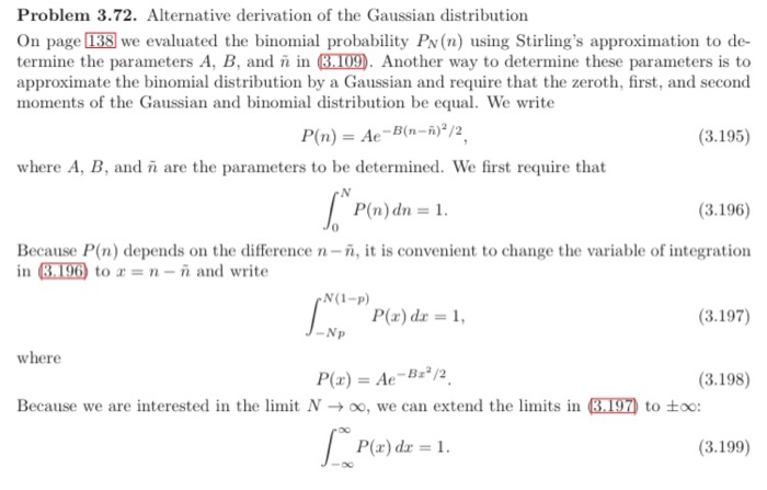 Problem 3 72 Alternative Derivation Of The Gaussi Chegg Com