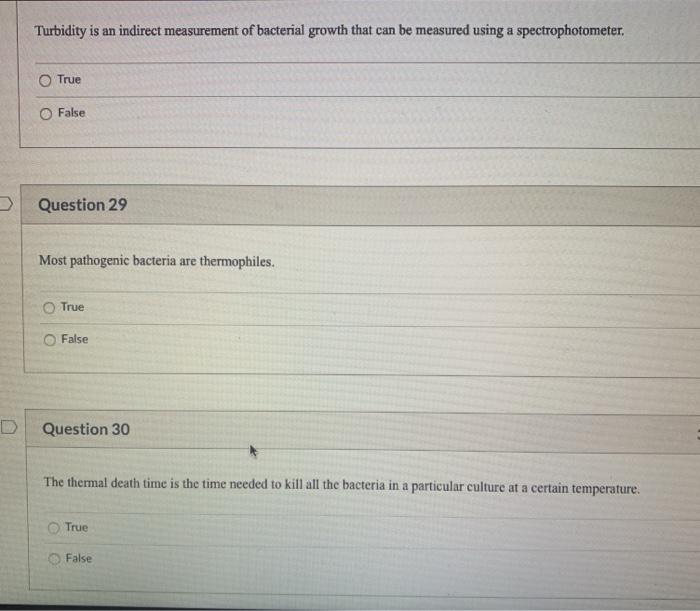Solved Turbidity is an indirect measurement of bacterial