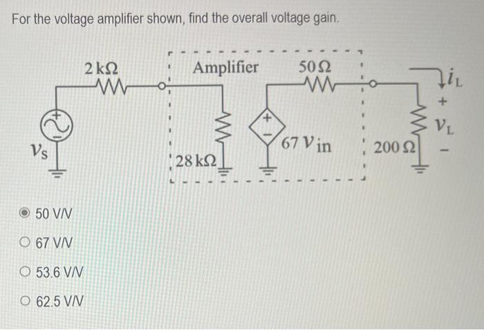 Solved For the voltage amplifier shown, find the overall | Chegg.com