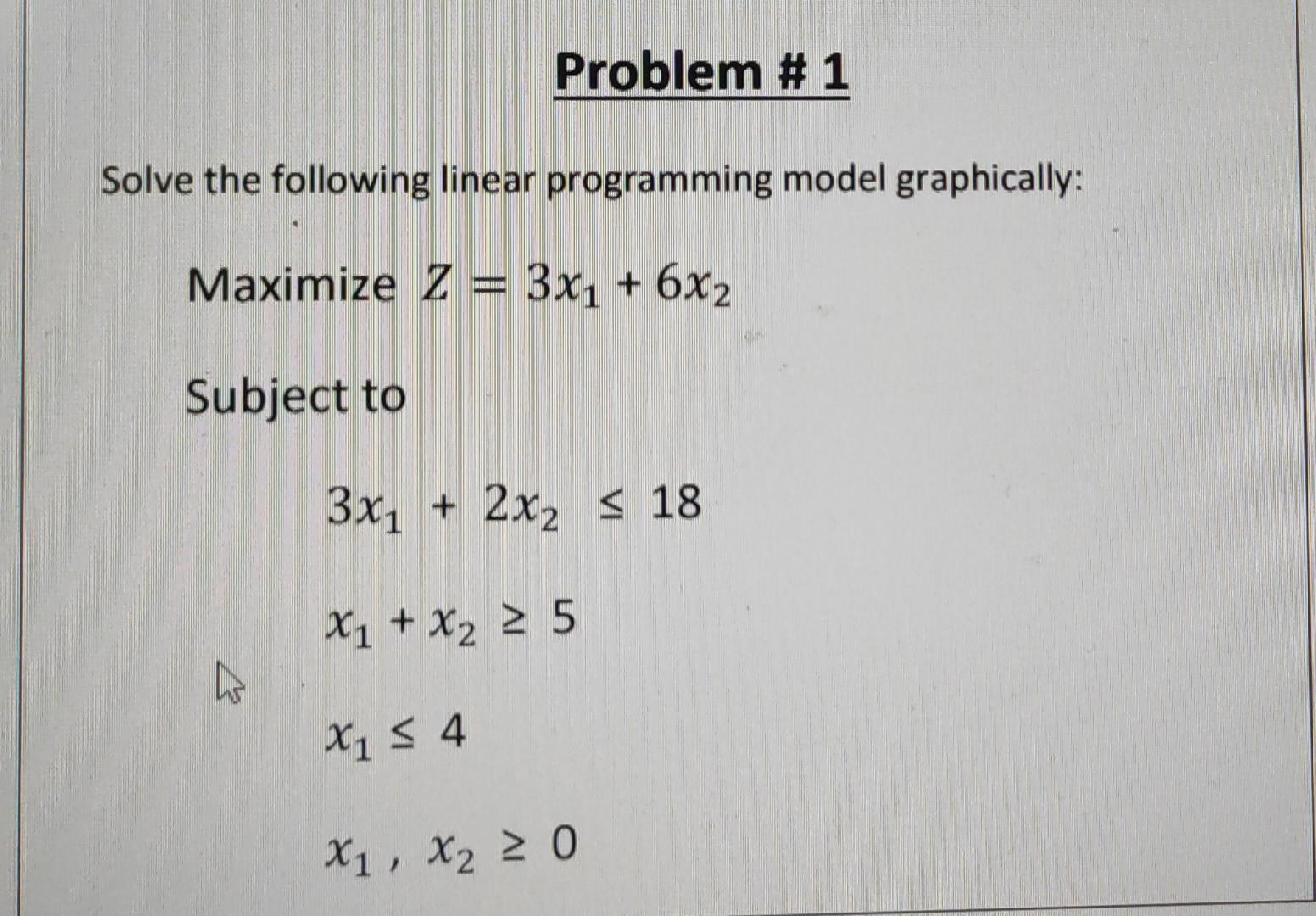 Solved Problem #1 Solve The Following Linear Programming | Chegg.com