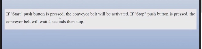 Solved If "Start" push button is pressed, the conveyor belt | Chegg.com
