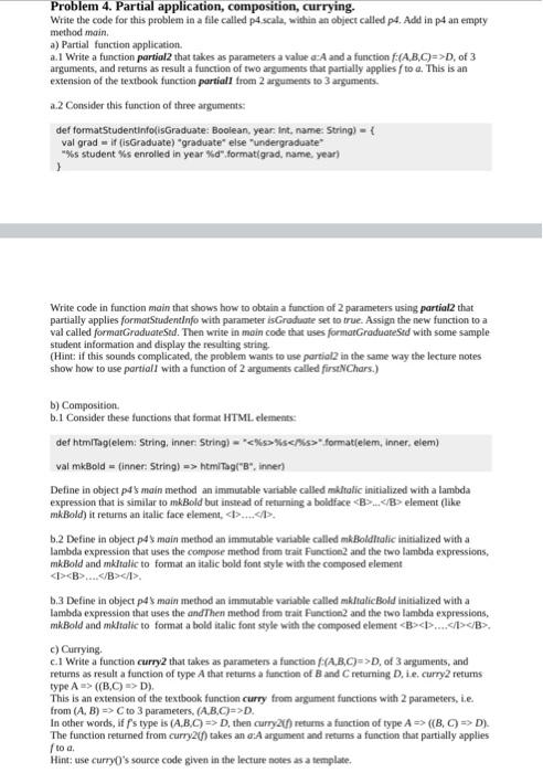 Solved Problem 4. Partial application, composition, | Chegg.com