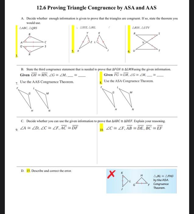 Solved F. 20. Prove The Triangles Are Congruent Using The 