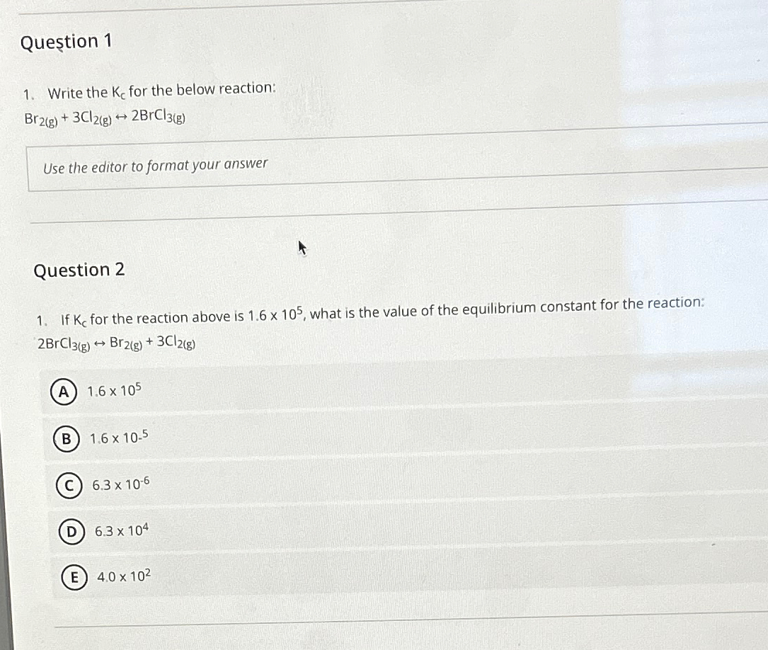 Solved Queștion 1Write the Kc ﻿for the below | Chegg.com