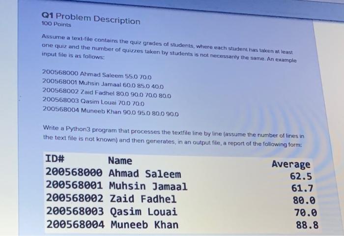 Solved Q1 Problem Description 100 Points Assume a text file | Chegg.com