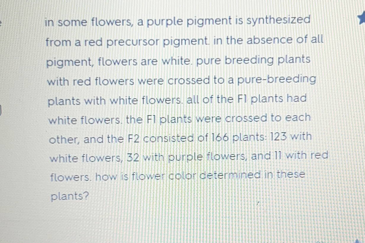 Solved in some flowers, a purple pigment is synthesized from | Chegg.com