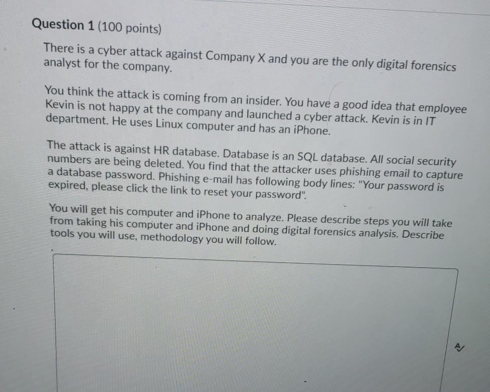 Solved Question 1 (100 points) There is a cyber attack | Chegg.com