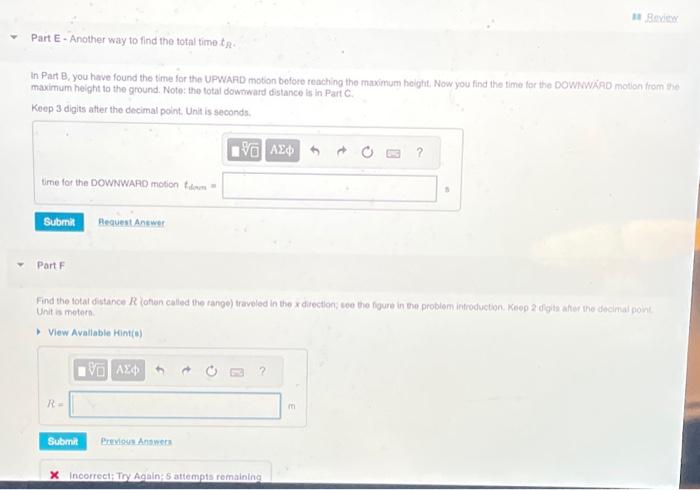 Solved Find tR, the time at which the projectile hits the | Chegg.com