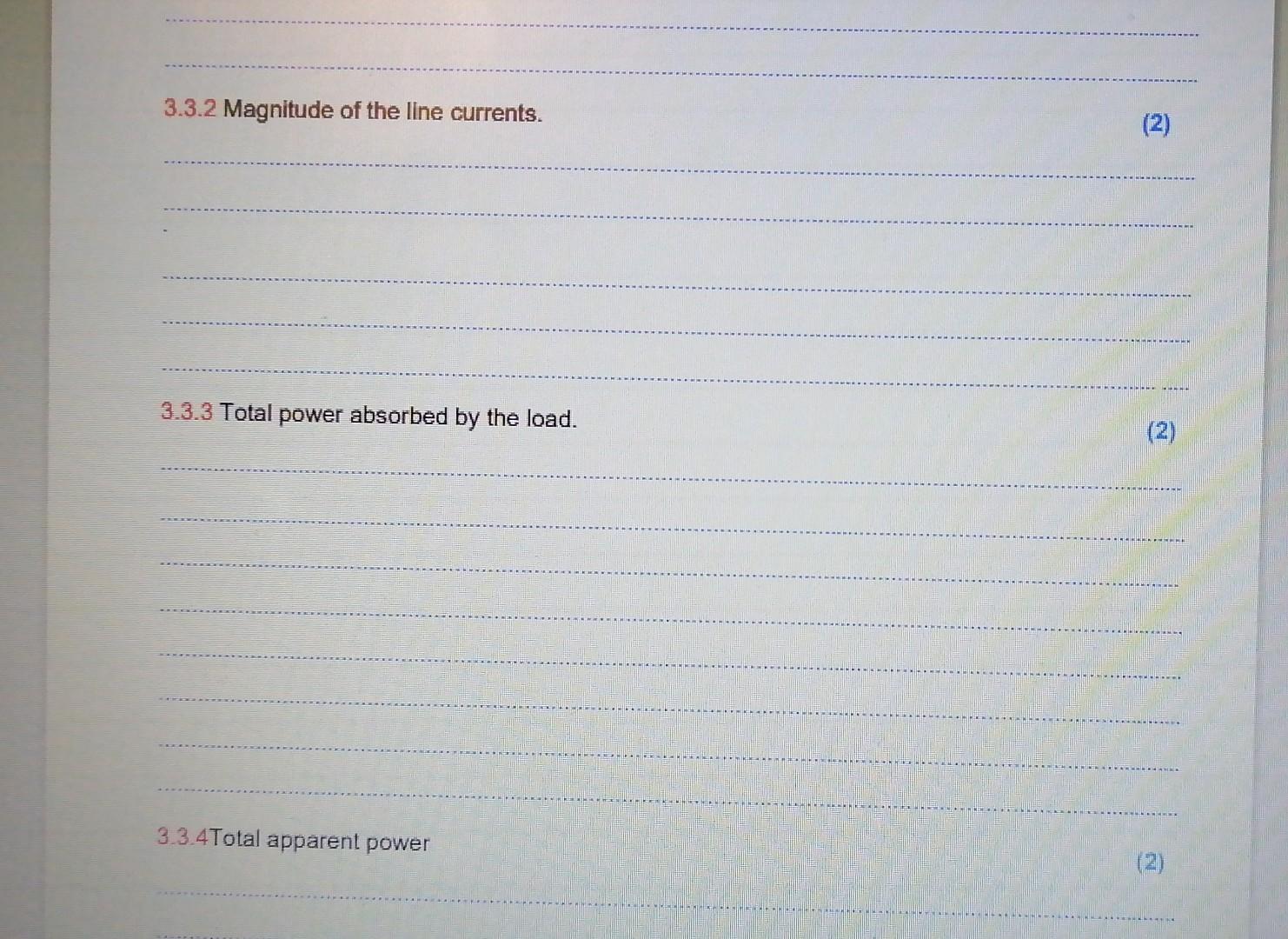 3.3.2 Magnitude of the line currents.
3.3.3 Total power absorbed by the load.