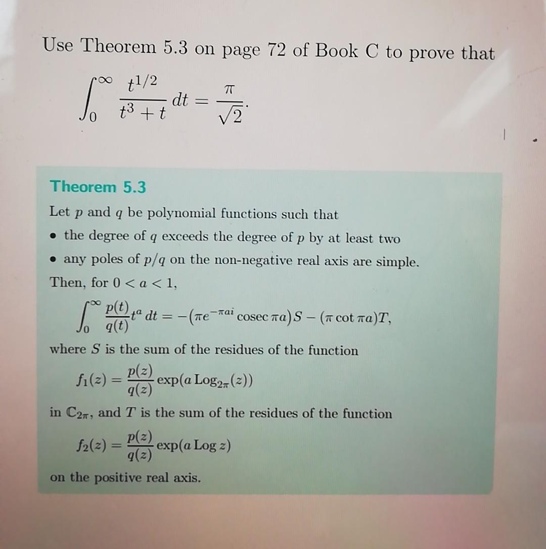 Solved Use Theorem 5.3 on page 72 of Book C to prove that - | Chegg.com