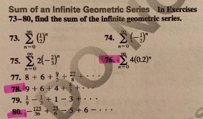 Solved Sum of an Infinite Geometric Series In Exercises | Chegg.com