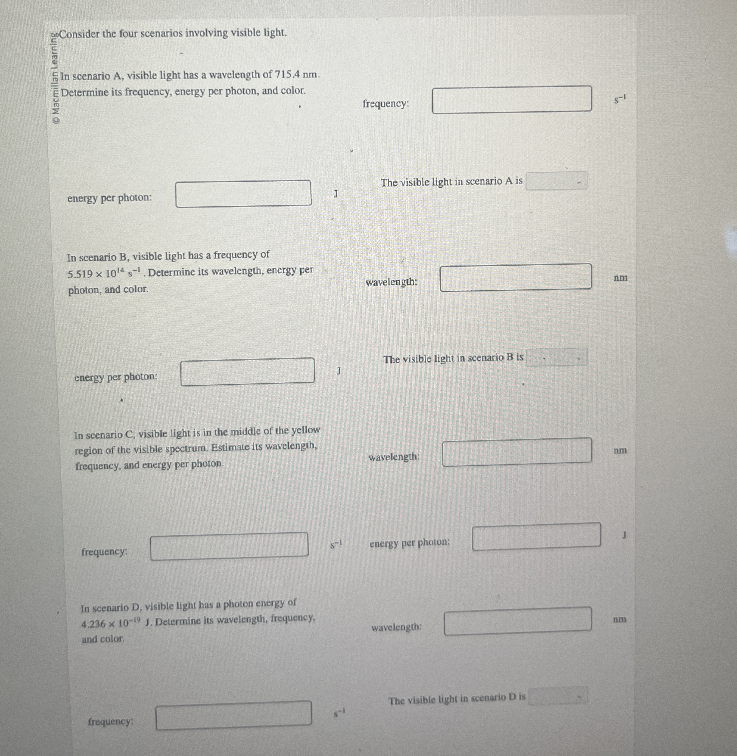 Solved Consider the four scenarios involving visible