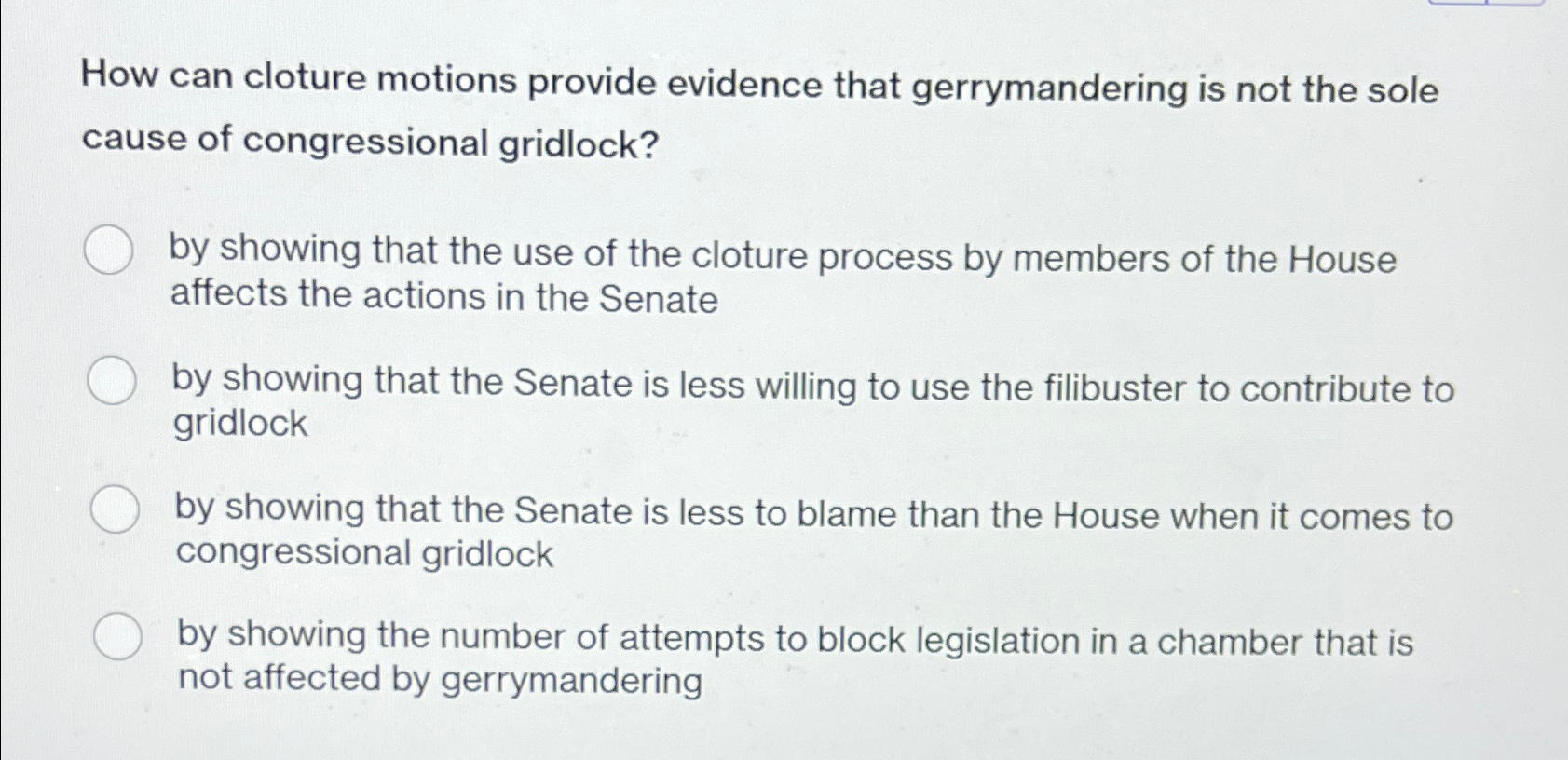 Solved How can cloture motions provide evidence that Chegg