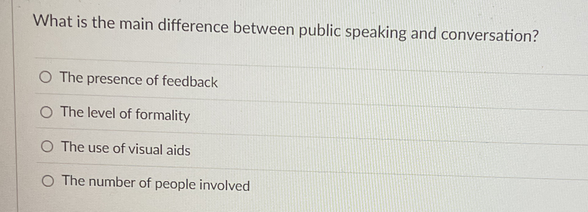Solved What is the main difference between public speaking | Chegg.com