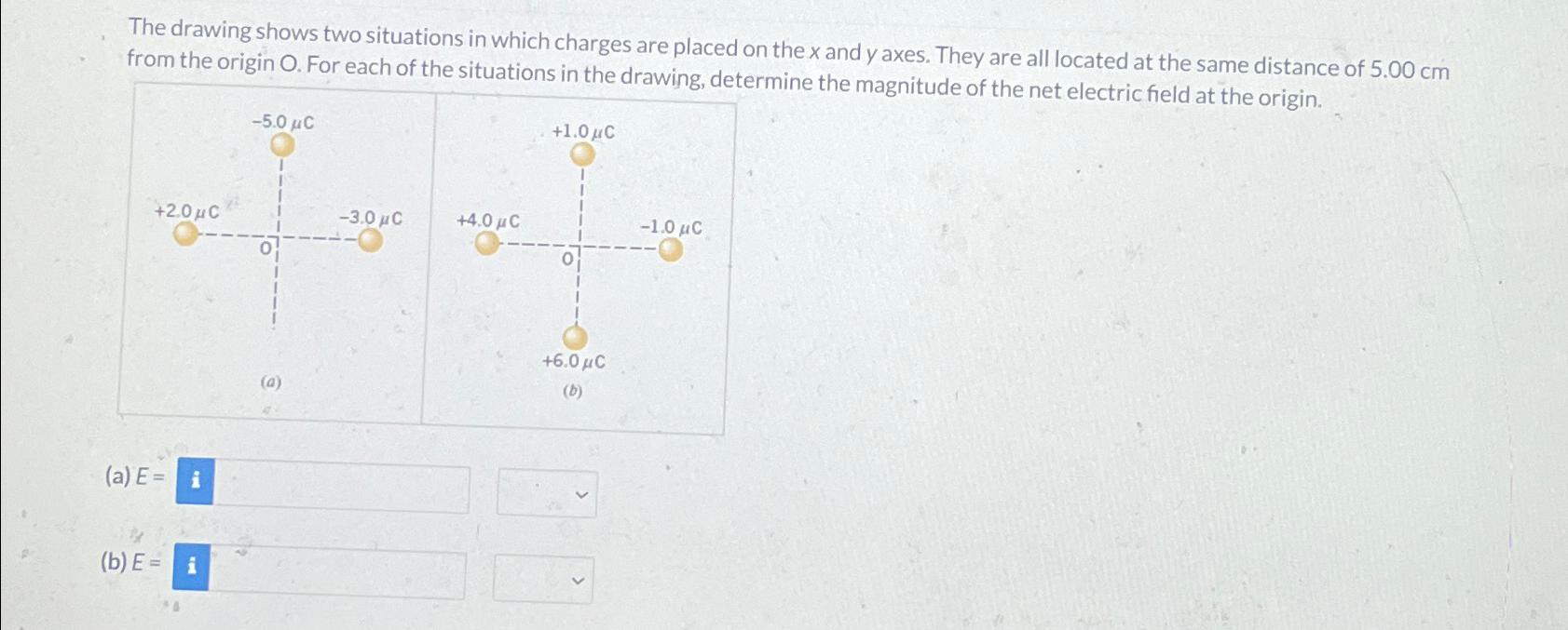 Solved The drawing shows two situations in which charges are