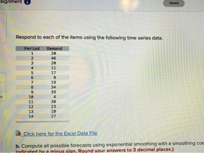 Solved signment Saved Respond to each of the items using the | Chegg.com