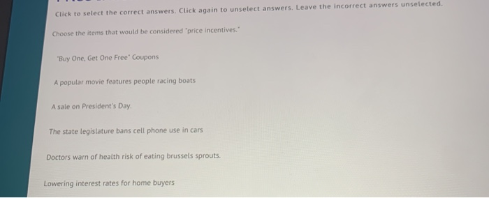 Click to select the correct answers. Click again to | Chegg.com