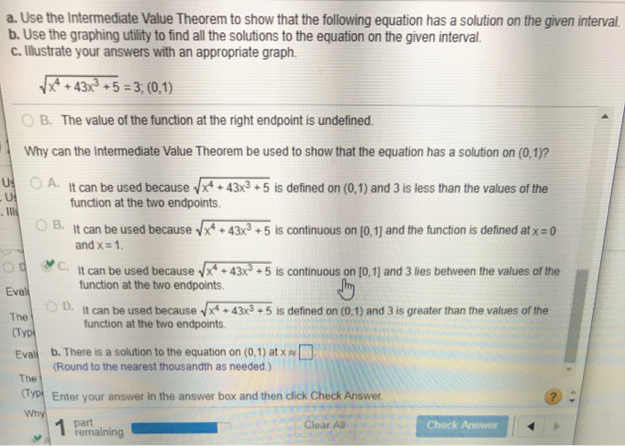 Solved a. Use the intermediate Value Theorem to show that | Chegg.com