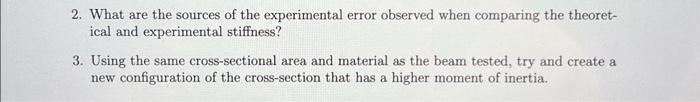 Solved 2. What are the sources of the experimental error | Chegg.com