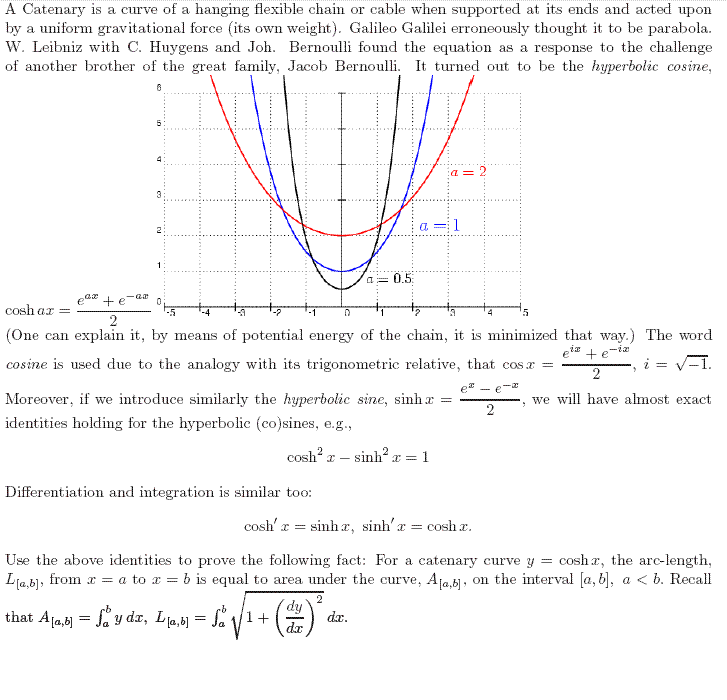 Solved A Catenary is a curve of a hanging flexible chain or