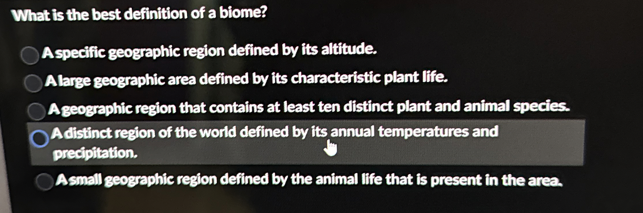 Solved What is the best definition of a biome?A specific | Chegg.com