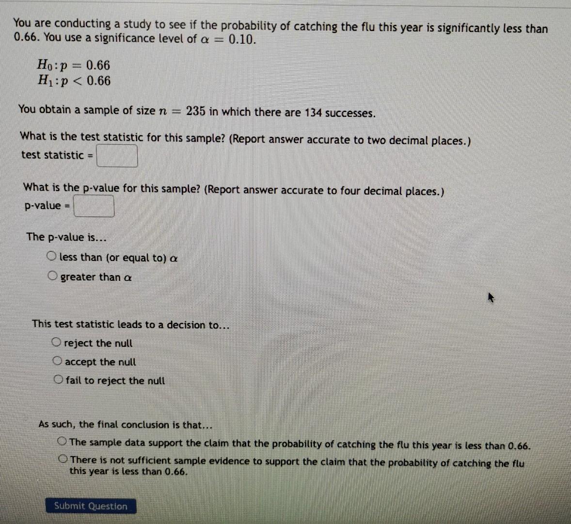 Solved You are conducting a study to see if the probability | Chegg.com