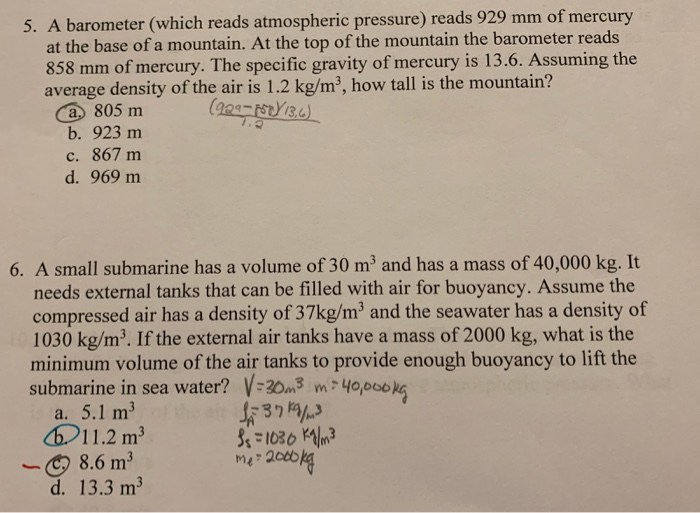 Solved 5. A barometer (which reads atmospheric pressure)