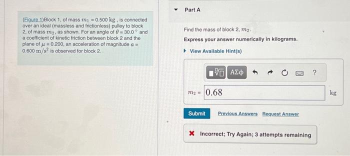 Solved (Figure 1)Block 1, of mass m1=0.500 kg, is connected | Chegg.com