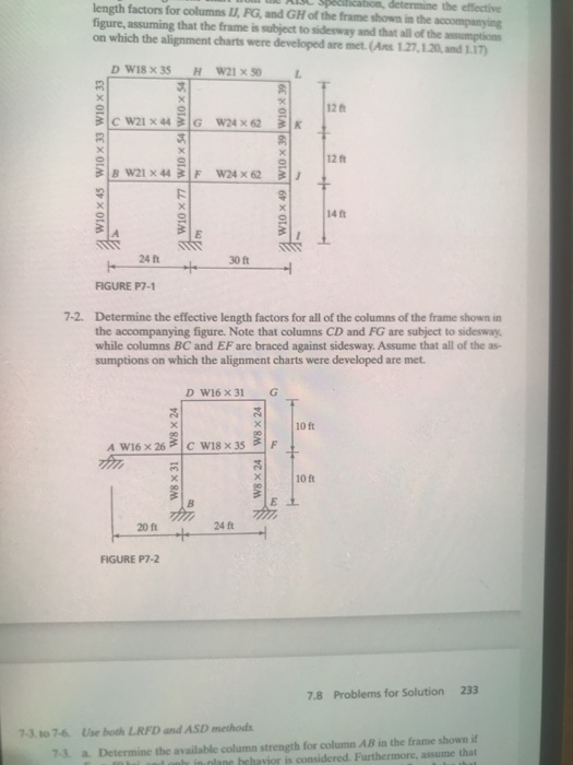 Solved 71. Using the alignment chart from the AISC