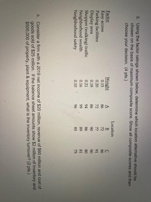 solved-5-using-the-factor-ratings-shown-below-determine-chegg