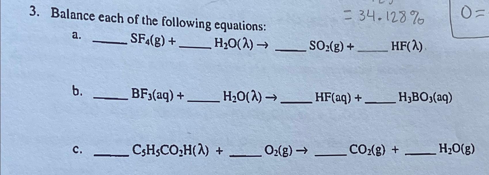 Solved Balance Each Of The Following | Chegg.com