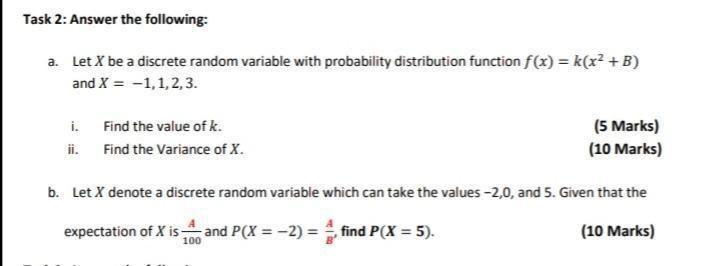 Solved Task 2 Answer The Following A Let X Be A Discre Chegg Com