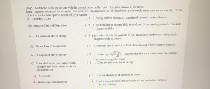Solved [16]5. Match the item on the left with the correct | Chegg.com