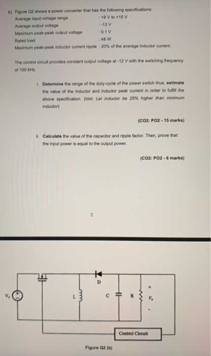 b) Figure 2 shows a power converter that has the | Chegg.com