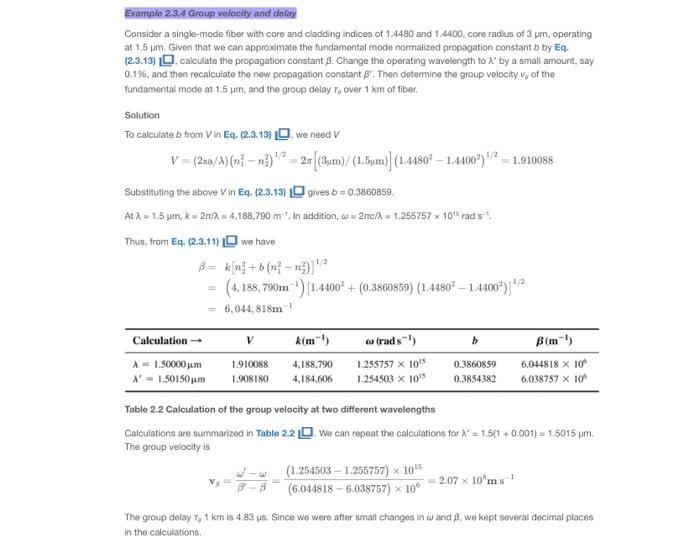 Solved 2.15 Group velocity of the fundamental mode | Chegg.com