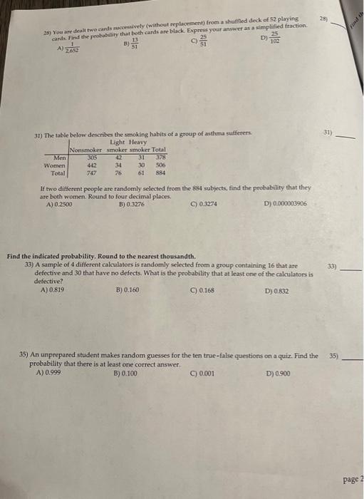 Solved 28) You are deall two cands saccessively (without