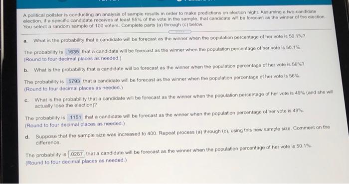 Solved A. A Political Pollster Is Conducting An Analysis Of | Chegg.com