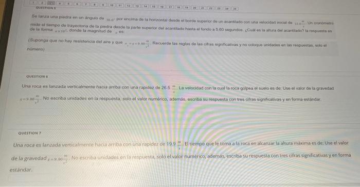 Solved: Una piedra es lanzada verticalmente hacia arriba con una