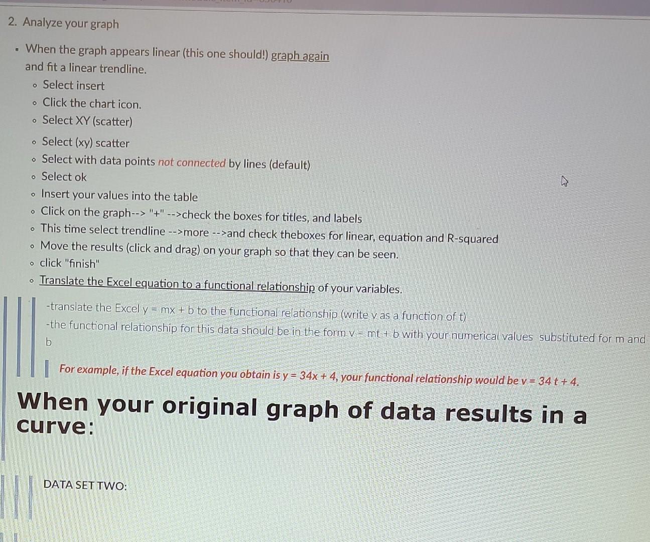BJECTIVES: 1. To graph sets of data using Word and | Chegg.com
