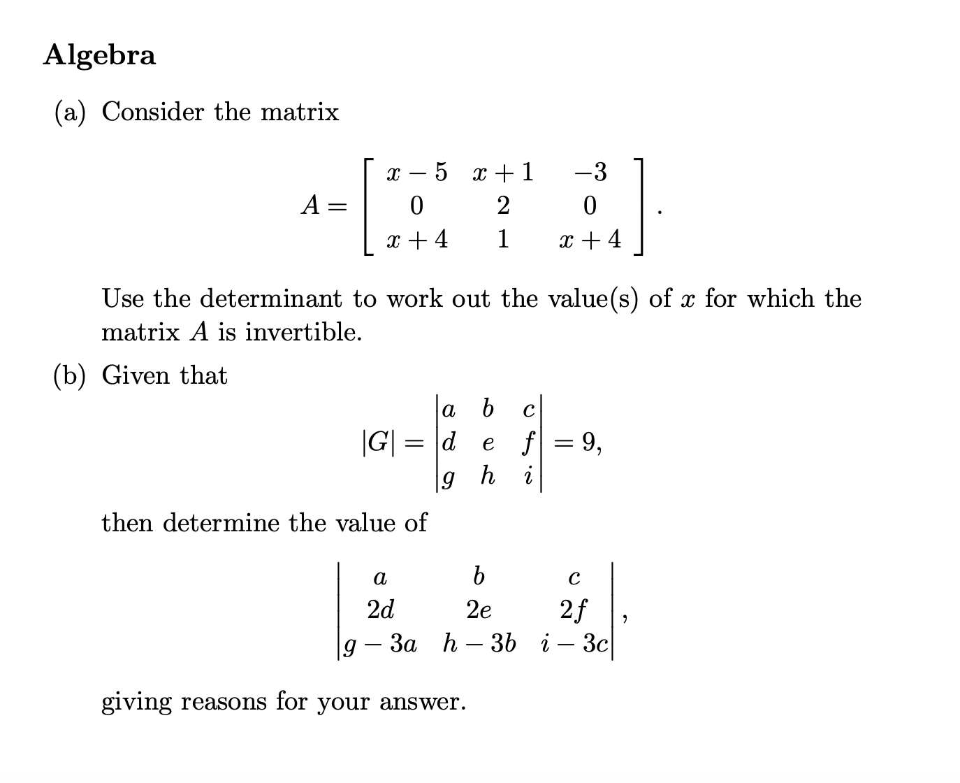 Solved Algebra(a) Consider the