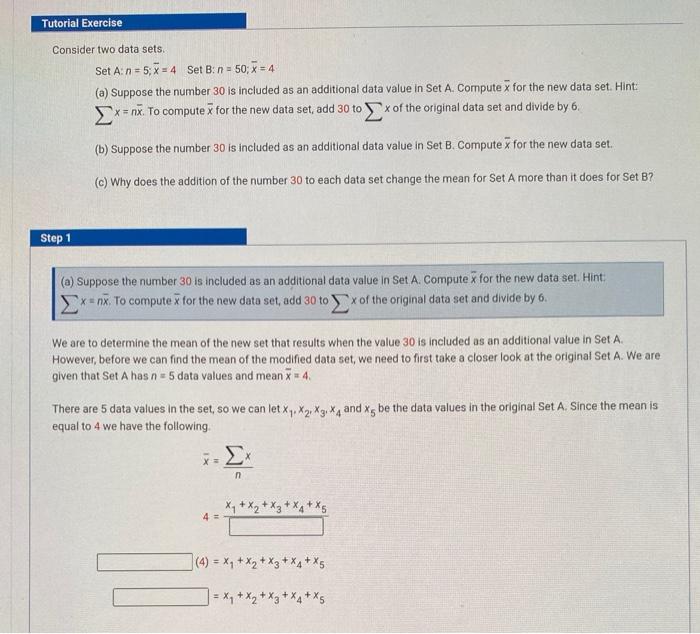 Solved Tutorial Exercise Consider Two Data Sets Set A: N = | Chegg.com